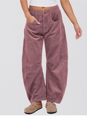 NWOT Amazon Barrel Leg Corduroy Pants in Dusty Rose